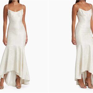 NWT ML MONIQUE LHUILLIER Pleated embellished jacquard maxi dress - wedding